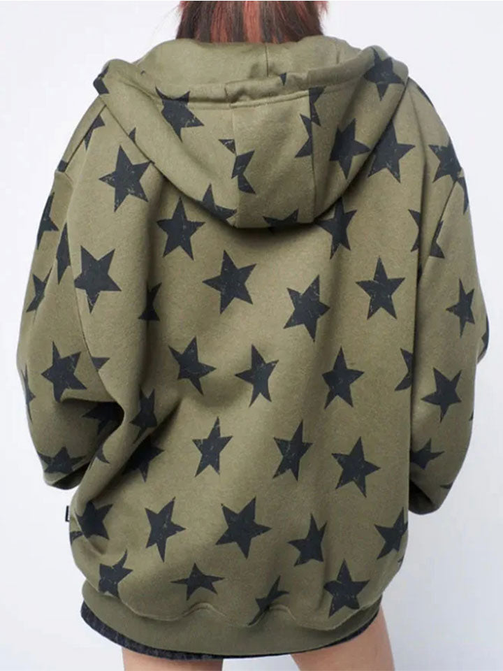 Star Motif Zip-Up Sweatshirt Jacket