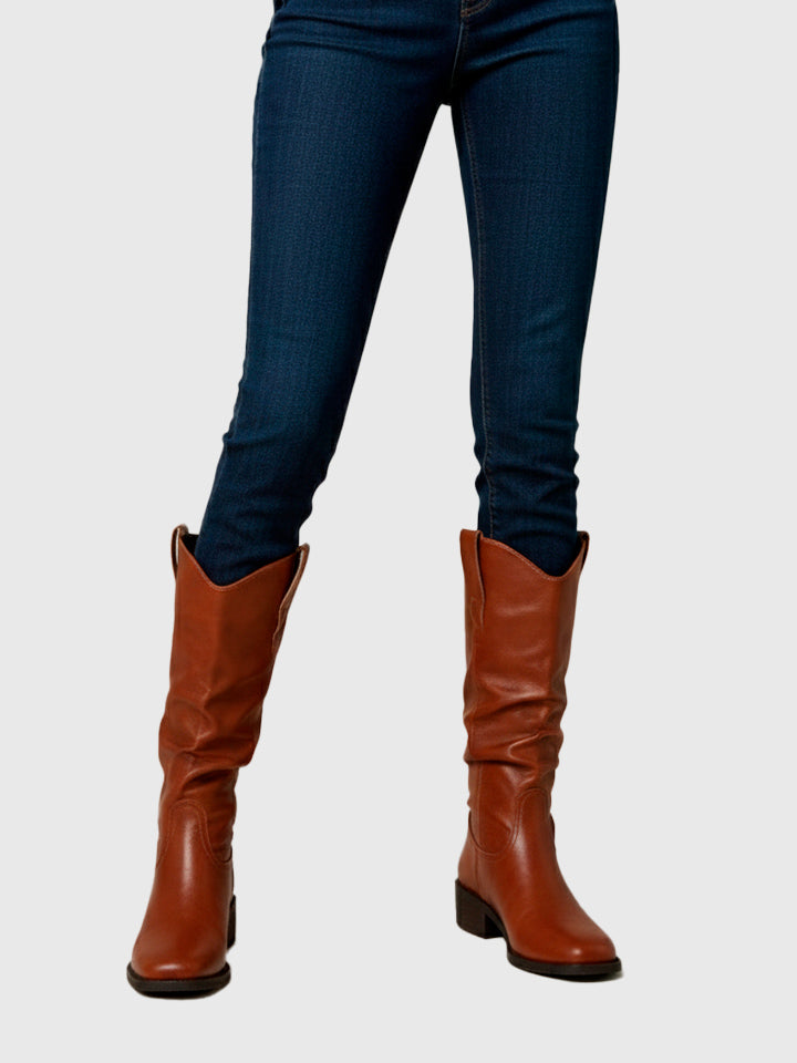 Pleated Western Cowboy Boots