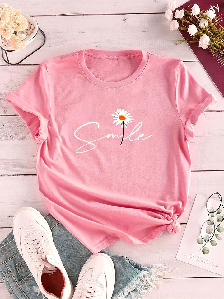 Botanical Motif Crew Neck Tee