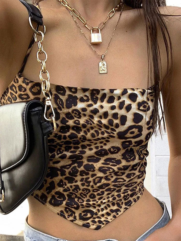 Leopard Print Cross-Back Tank Top