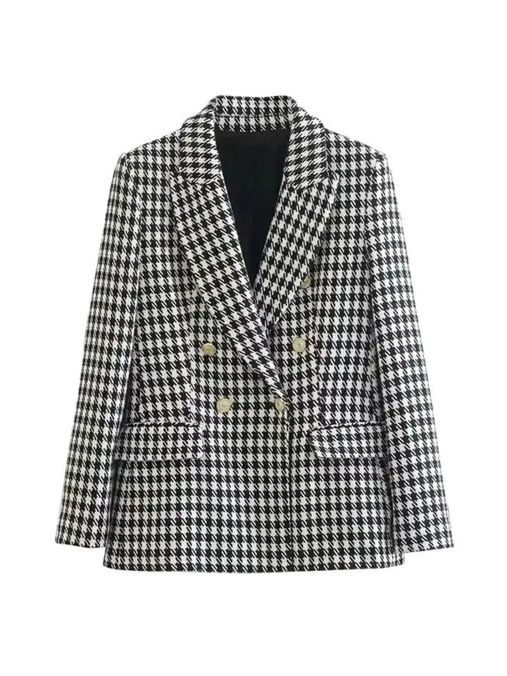 Heritage Houndstooth Double-Breasted Blazer