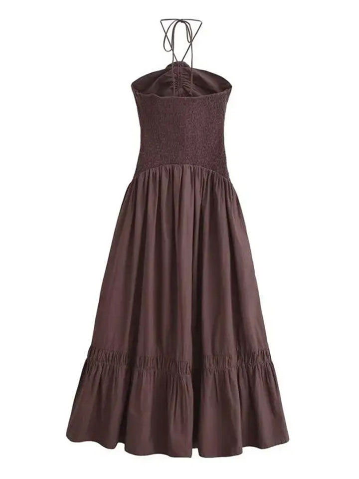 Strapless Midi Dress with Halter Neckline