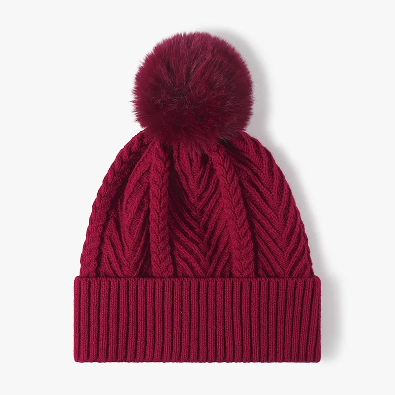 Cable Knit Pompom Hat