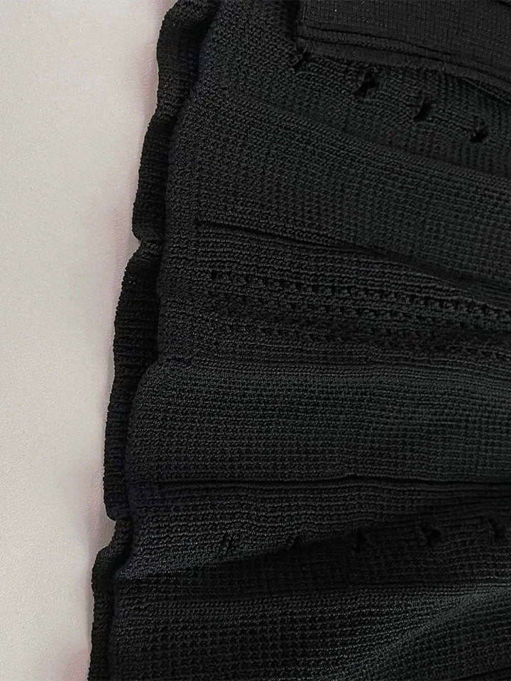French Openwork Knit Midi Dress