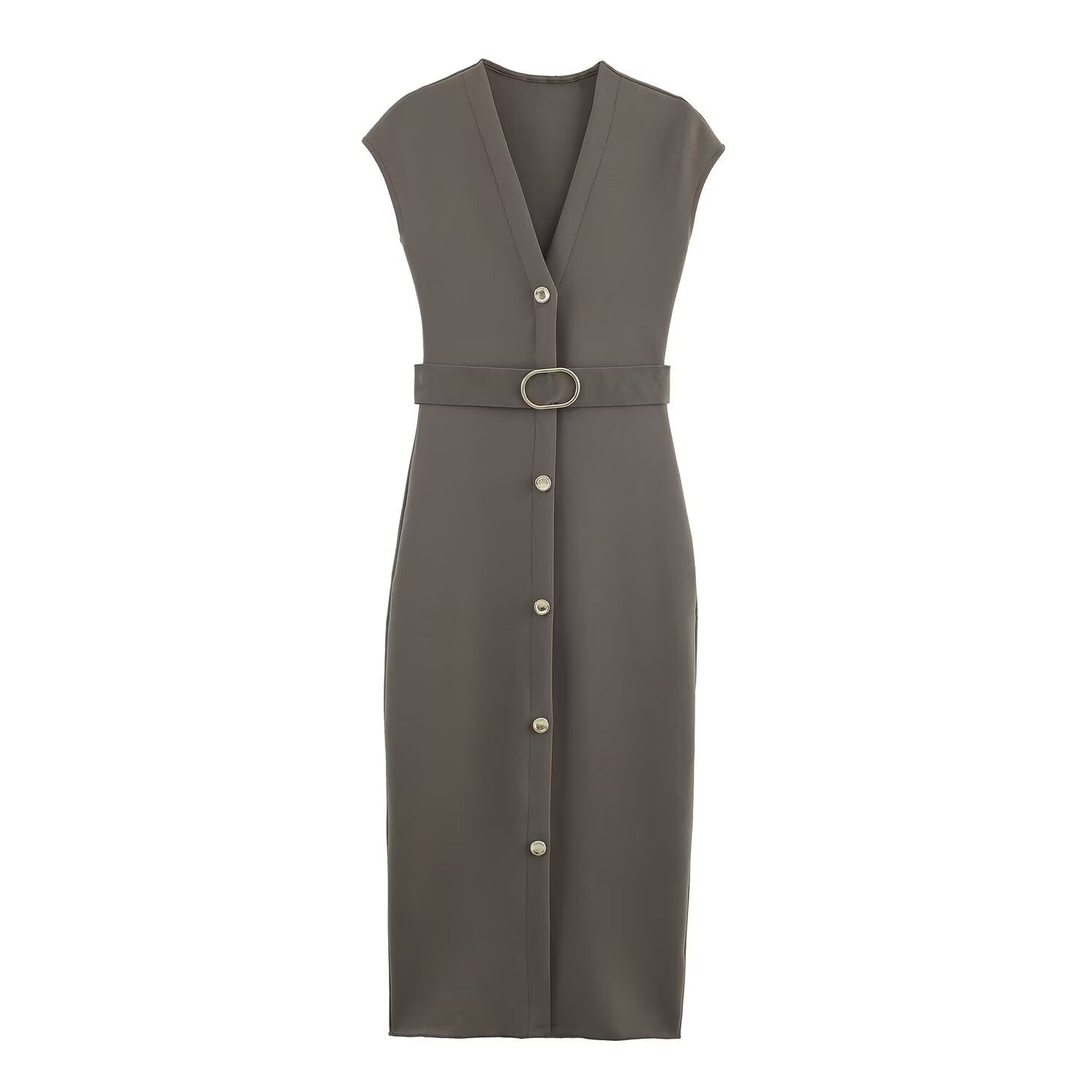 Deep V-Neck Sleeveless Dress