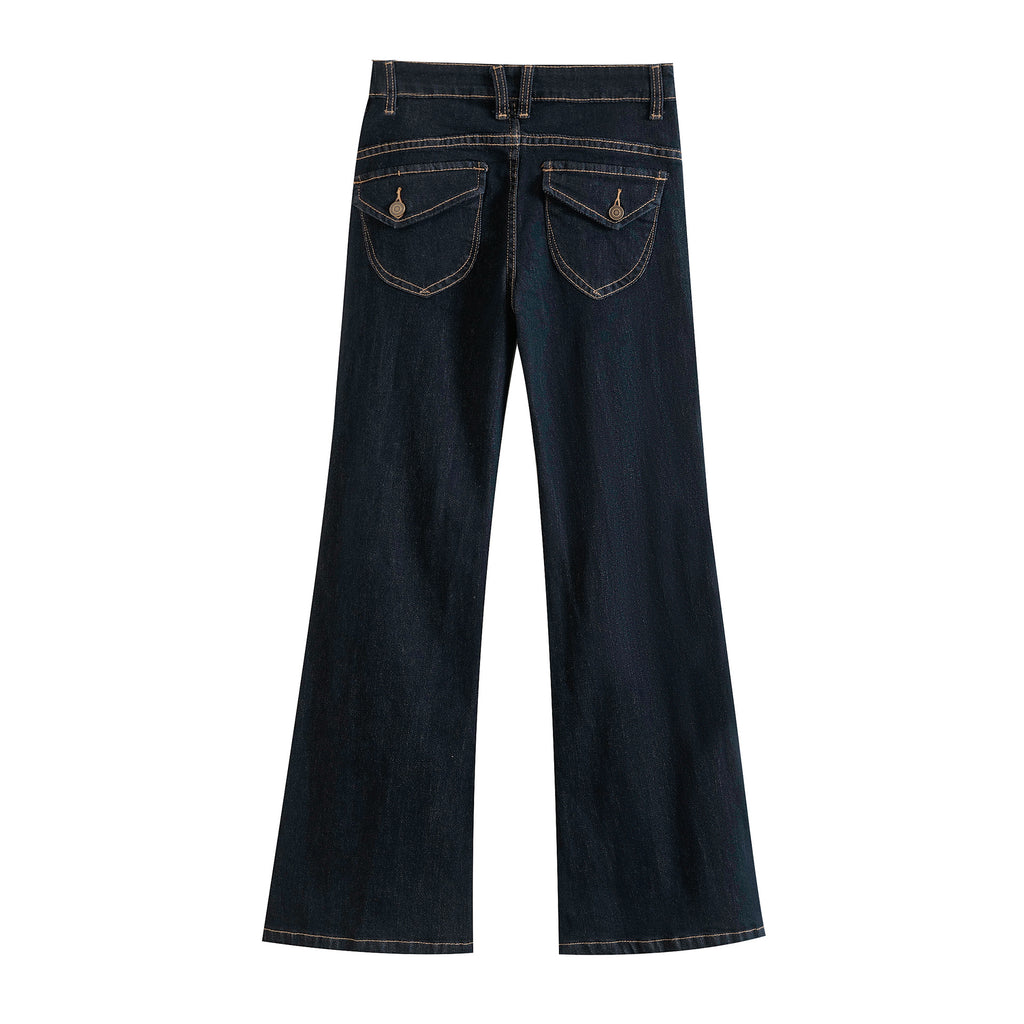 Black Retro Flared Patchwork Jeans