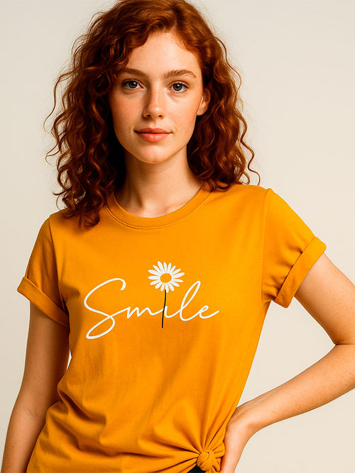 Botanical Motif Crew Neck Tee