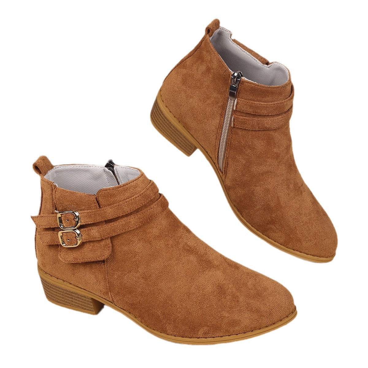 Point Toe Block Heel Suede Boots