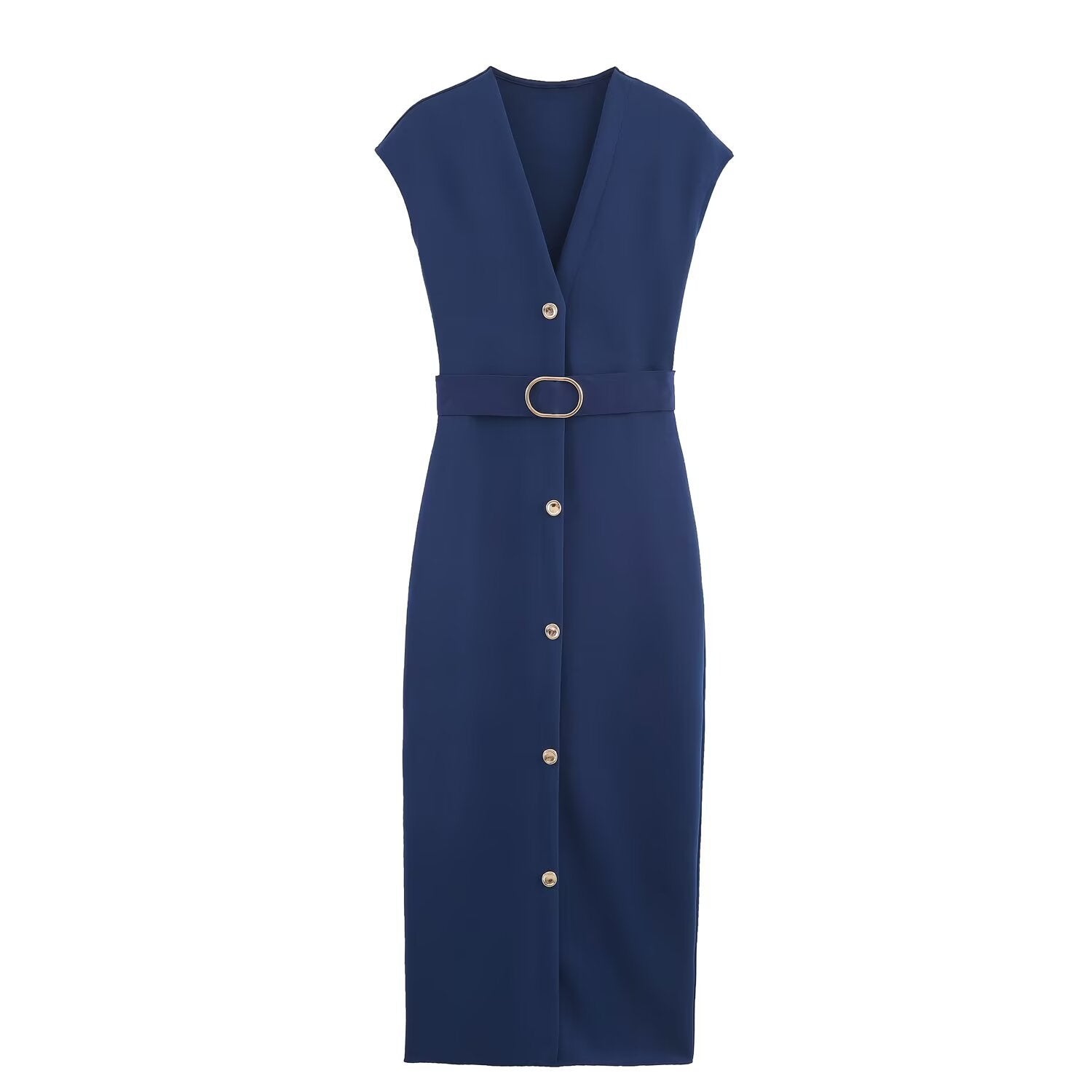 Deep V-Neck Sleeveless Dress