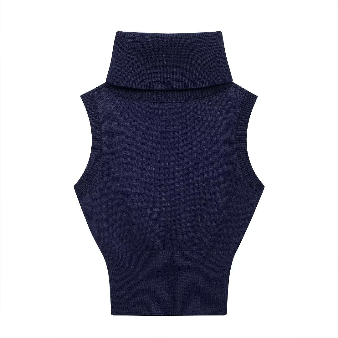 High Neck Knitted Vest